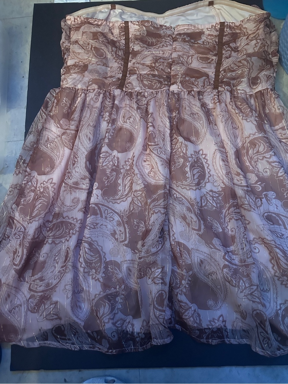 VENUS Strapless Mini Dress in Dusty Rose Paisley
